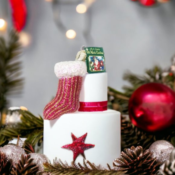 Merck Family's Old World Christmas Stocking Ornament, Hand Blown
